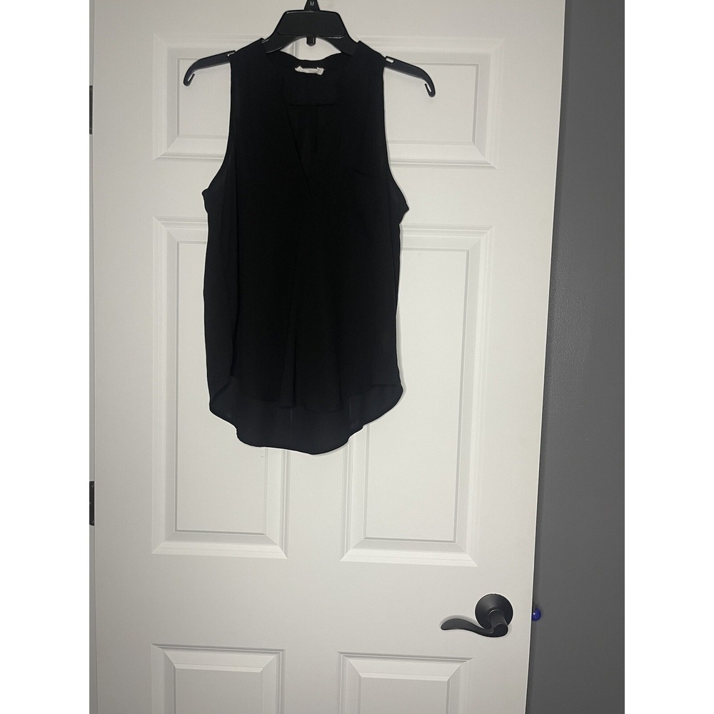 Lush V Neck Overlap Tank Top small black